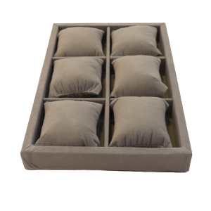 Bandeja p/ relógio 20x30x3 veludo cinza